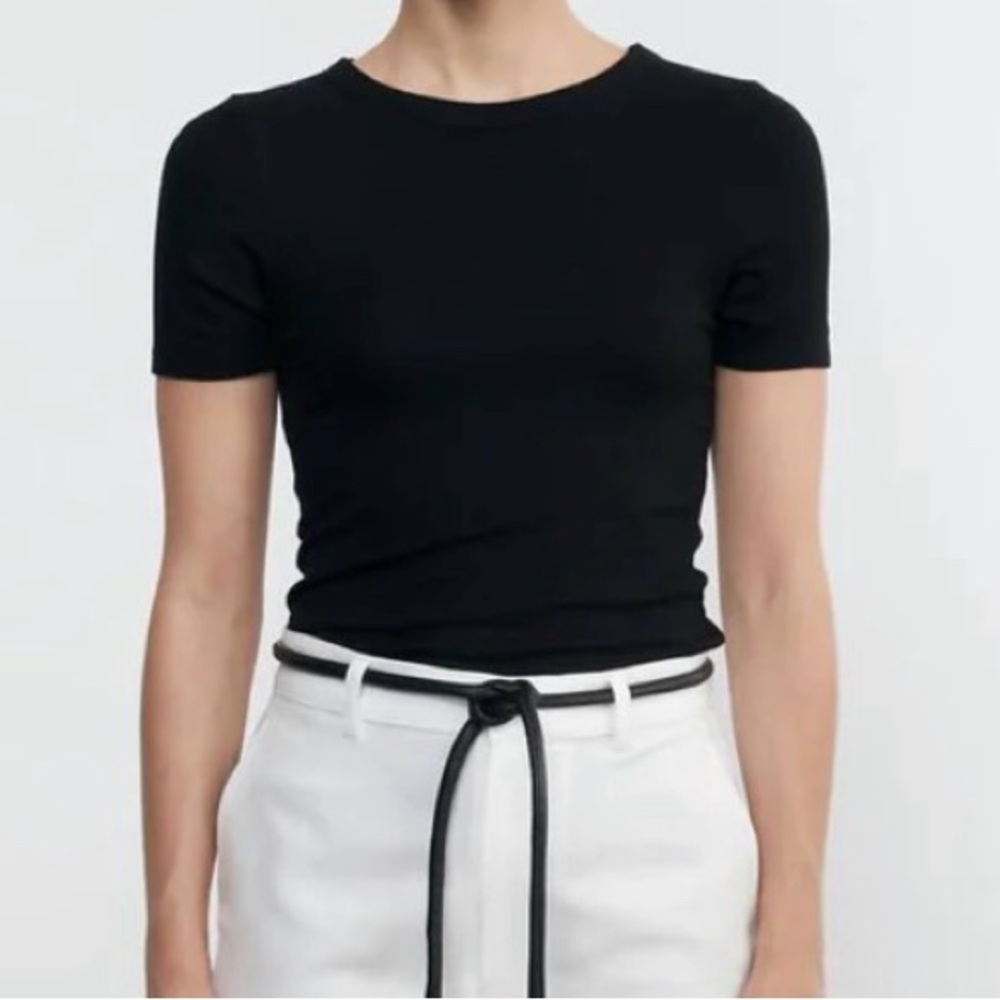 NWT Enza Costa Silk Knit Essential Short Sleeve Tee